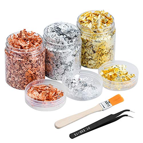 TDDL 3 Dose Gold Flakes Blattgold Flocken Dekorfolie Gilding Flakes Set Epoxidharz Goldflocken Imitation Metallic Folienflocken mit Pinsel Pinzette für das Malen von Kunsthandwerk Nail Art TDDL 3 Dose Gold Flakes Blattgold Flocken Dekorfolie Gilding Flakes Set Epoxidharz Goldflocken Imitation Metallic Folienflocken mit Pinsel Pinzette für das Malen von Kunsthandwerk Nail Art von TDDL