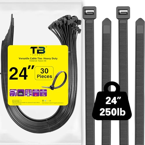 Kabelbinder Schwarz 600mm x 12,4 mm Kabelbinder Groß Lang Schwarze Kabelbinder Extra Lang Cable Ties Heavy Duty, 30 Stück Zipties mit 113kg Zugfestigkeit, Outdoor Industrie Kabelbinder UV Beständig Kabelbinder Schwarz 600mm x 12,4 mm Kabelbinder Groß Lang Schwarze Kabelbinder Extra Lang Cable Ties Heavy Duty, 30 Stück Zipties mit 113kg Zugfestigkeit, Outdoor Industrie Kabelbinder UV Beständig von TDEBSSY
