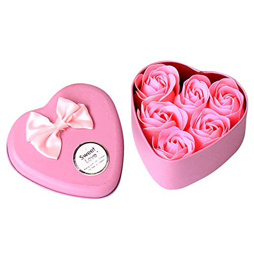 TDEOK 6 Stück duftendes Geschenk Körper Seife Bad Blütenblatt Dekoration Herz Hochzeit Rose Home Decor Badezimmer Pflanze (Pink #2, One Size) von TDEOK