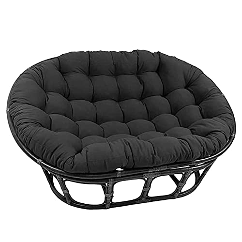 Papasan Rattan-Schaukelstuhlkissen, doppeltes übergroßes Papasan, Eierstuhlkissen Doppeltes Papasan-Stuhlkissen für den Außenbereich, wasserdicht mit Bändern,Schwarz,170cmX120cm von TDHLW