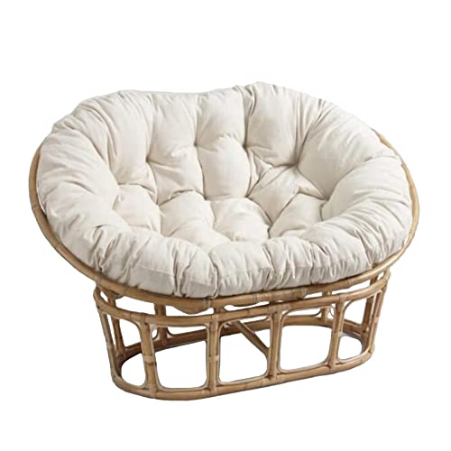 Papasan Rattan-Schaukelstuhlkissen, doppeltes übergroßes Papasan, Eierstuhlkissen Doppeltes Papasan-Stuhlkissen für den Außenbereich, wasserdicht mit Bändern,Weiß,170cmX120cm von TDHLW