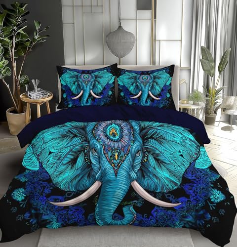 TDNEKMCA Bettwäsche 135x200cm Türkis Bettbezug Set Microfaser Elefant Mandala Wende Bettwäsche Deckenbezug mit Reißverschluss und Kissenbezug 80x80 cm TDNEKMCA Bettwäsche 135x200cm Türkis Bettbezug Set Microfaser Elefant Mandala Wende Bettwäsche Deckenbezug mit Reißverschluss und Kissenbezug 80x80 cm von TDNEKMCA