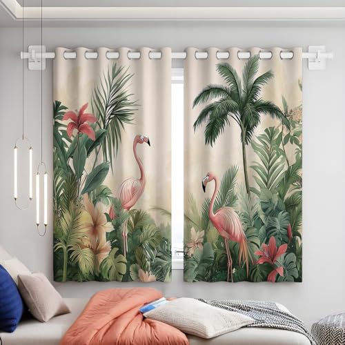 TDNEKMCA Gardinen Vorhänge Schlafzimmer Vorhang Tropischer Dschungel Flamingo Gardine Blickdicht Verdunklungsvorhänge mit Ösen Thermal Curtains Blackout Vorhang Wärmeisolierend H225 x B140 cm TDNEKMCA Gardinen Vorhänge Schlafzimmer Vorhang Tropischer Dschungel Flamingo Gardine Blickdicht Verdunklungsvorhänge mit Ösen Thermal Curtains Blackout Vorhang Wärmeisolierend H225 x B140 cm von TDNEKMCA
