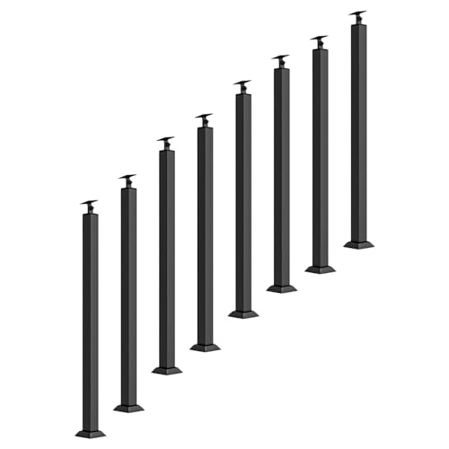 Geländer Innen Außen Treppengeländer Pfosten 2 4 6 8 10 St. Schwarze Metall-Geländerpfosten, 70-151 CM Hoch Treppe Geländer System Säule Für Innenbereich Außenbereich Terrasse Veranda Treppe Bodenmo von TDQWLY