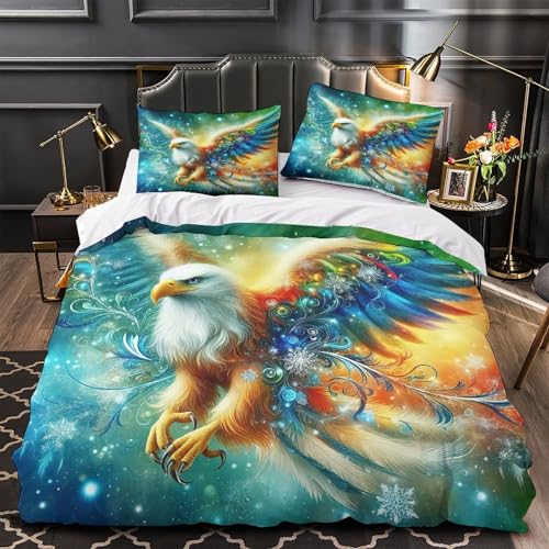 TDSNKAVHB Adler3D-Druck Bett-Set Raumdekoration Mikrofaser Mit FantasieVerstecktem Reißverschluss Und Kissenbezügen Für Jungen Und MädchenSuper King（260x220cm） von TDSNKAVHB
