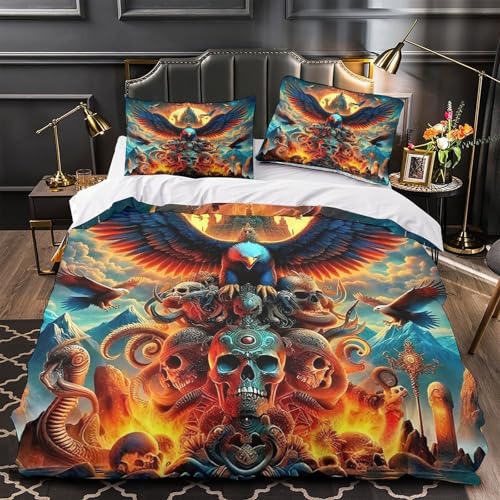 TDSNKAVHB Adler3D-Druck Bett-Set Raumdekoration Mikrofaser Mit HalloweenVerstecktem Reißverschluss Und Kissenbezug Für Jungen Und MädchenSingle（140x200cm） von TDSNKAVHB
