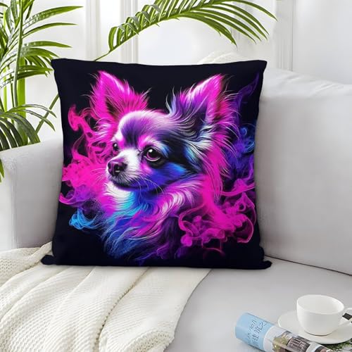 TDSNKAVHB Chihuahua 3D-druckter Kissenbezug Wohnaccessoire Quadratkissen Nettes Haustier Kissenbezugsset Aus 2 Für Zuhause Bett Wohnzimmer Sofa 45x45cm von TDSNKAVHB