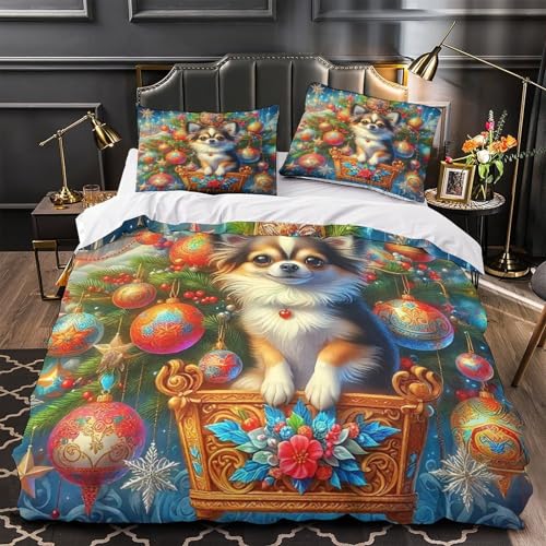 TDSNKAVHB Chihuahua3D-Druck Bettdeckenbezug Raumdekoration Weiche Mikrofaser Nettes HaustierVerstecktem Reißverschluss Und Kissenhüllen Für Jungen Und MädchenSingle（140x200cm） von TDSNKAVHB