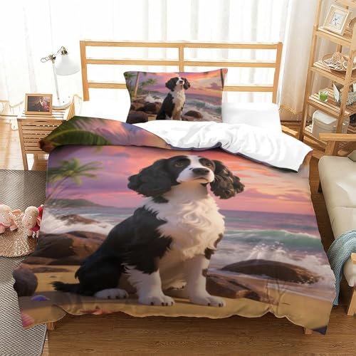 TDSNKAVHB Der Cocker Spaniel3D Printing Bed Set RoomDecor Microfiber Soft niedlich HaustierHidden Zipper and Pillow Case for Boys and GirlsSingle（135x200cm） von TDSNKAVHB