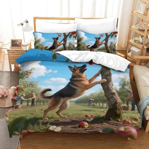 TDSNKAVHB Deutscher Schäfer3D Printing Bed Set Bedding Set Microfiber with niedlich HaustierHidden Zipper and Pillowcases for Teen KidsDouble（200x200cm） von TDSNKAVHB