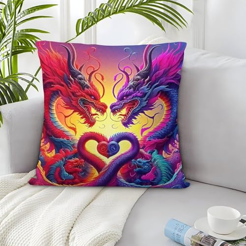 TDSNKAVHB Drachen 3D-druckte Kissenhülle Dekoratives Quadratkissen Fantasie Standard-Kissenhüllenset Aus 2 Für Zuhause Bett Wohnzimmer Sofa 45x45cm von TDSNKAVHB