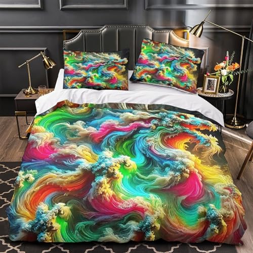 TDSNKAVHB Drachen3D-Druck Bett-Set Raumdekoration Mikrofaser Mit FantasieVerstecktem Reißverschluss Und Kissenhüllen Für Teenager KinderSuper King（260x220cm） von TDSNKAVHB