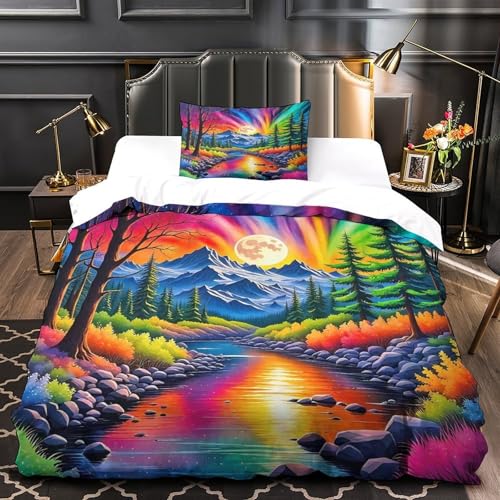TDSNKAVHB Dschungel3D-Druck Bett-Set Raumdekoration Weiche Mikrofaser MondVerstecktem Reißverschluss Und Kissenhüllen Für Jungen Und MädchenSingle（135x200cm） von TDSNKAVHB