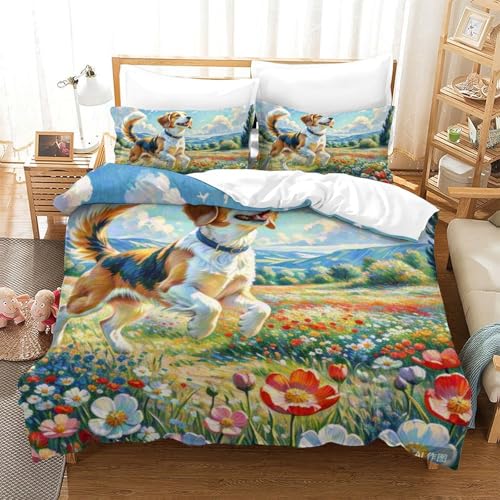 TDSNKAVHB Englischer Springer Spaniel3D Printing Duvet Covers RoomDecor Microfiber Soft Blumen ClusterHidden Zipper and Pillowcases for Kids AdultDouble（200x200cm） von TDSNKAVHB