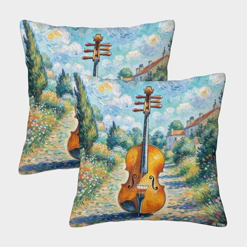 TDSNKAVHB Erhu 3D Printed Lumbar Pillow Case Protector Home Decorative Square Cushion Musikinstrument Festival Decor Gift Set of 2 for Home Bed Living Room Sofa 40x40cm von TDSNKAVHB