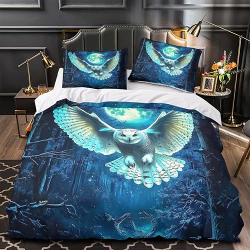 TDSNKAVHB Eule3D-Druck Bett-Set Raumdekoration Weiche Mikrofaser MondVerstecktem Reißverschluss Und Kissenbezügen Für Jungen Und MädchenSuper King（260x220cm） von TDSNKAVHB