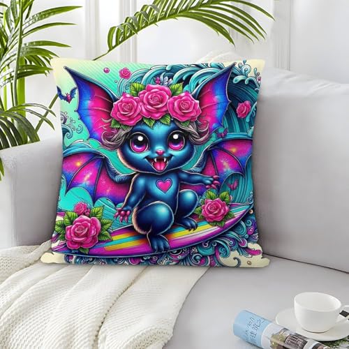 TDSNKAVHB Fledermaus 3D-druckte Kissenhülle Dekoratives Quadratkissen Blumen Standard-Kissenhüllenset Aus 2 Für Zuhause Bett Wohnzimmer Sofa 45x45cm von TDSNKAVHB