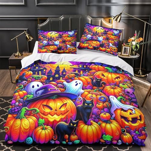 TDSNKAVHB Fledermaus3D-Druck Bett-Set Raumdekoration Weiche Mikrofaser HalloweenVerstecktem Reißverschluss Und Kissenbezügen Für Kinder ErwachseneKing（220x240cm） von TDSNKAVHB