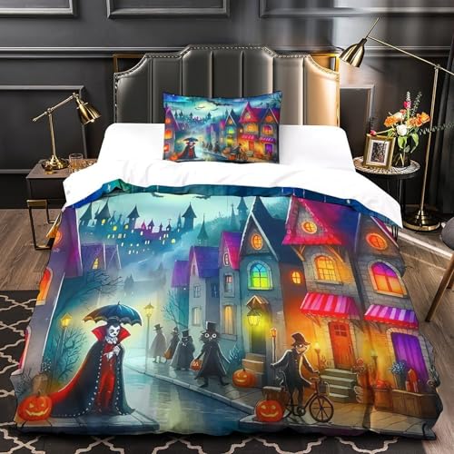 TDSNKAVHB Fledermaus3D-Druck Bettdeckenbezug Bettwaren-Set Mikrofaser Mit MondVerstecktem Reißverschluss Und Kissenbezügen Für Jungen Und MädchenSingle（135x200cm） von TDSNKAVHB