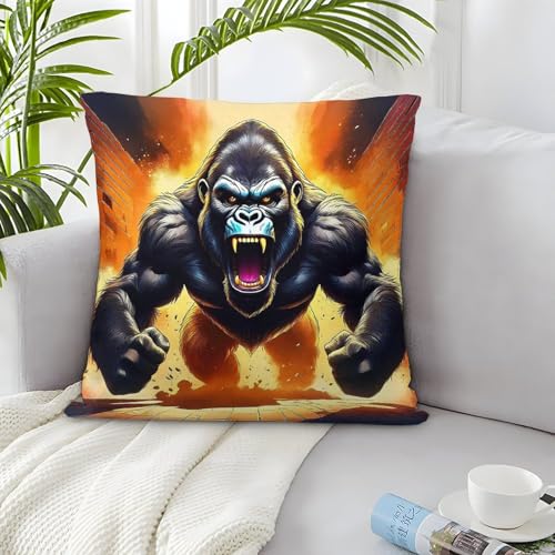 TDSNKAVHB Gorilla 3D-drucktes Polsterkissen Dekoratives Quadratkissen Kunst Kissenbezugsset Aus 2 Für Zuhause Bett Wohnzimmer Sofa 45x45cm von TDSNKAVHB