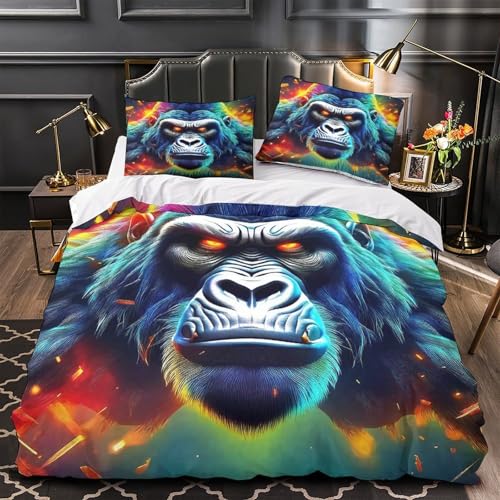 TDSNKAVHB Gorilla3D-Druck Bett-Set Raumdekoration Weiche Mikrofaser WutVerstecktem Reißverschluss Und Kissenhüllen Für Teenager KinderSingle（140x200cm） von TDSNKAVHB