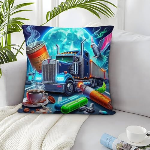 TDSNKAVHB Großer LKW 3D-druckte Kissen Hülle Wohnaccessoire Quadratkissen Mond Kissenbezugsset Aus 2 Für Zuhause Bett Wohnzimmer Sofa 40x40cm von TDSNKAVHB