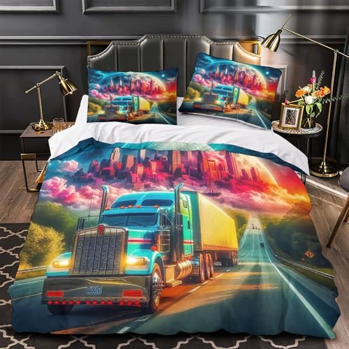 TDSNKAVHB Großer LKW3D-Druck Bettdeckenbezug Raumdekoration Mikrofaser Mit FantasieVerstecktem Reißverschluss Und Kissenhüllen Für Kinder ErwachseneKing（220x240cm） von TDSNKAVHB