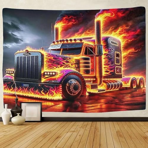 TDSNKAVHB Großer LKW3D-Wandteppich Für Jungen Und Mädchen Flammefür Schlafzimmer Decor Ästhetik Hintergrund Für Wohnzimmer150cmx200cm von TDSNKAVHB