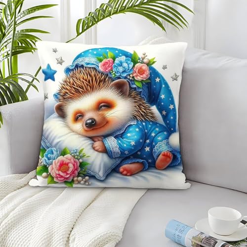 TDSNKAVHB Hedgehog 3D-drucktes Polsterkissen Wohnaccessoire Quadratkissen Nettes Haustier Festivitätsdekoration Geschenkset Aus 2 Für Zuhause Bett Wohnzimmer Sofa 40x40cm von TDSNKAVHB