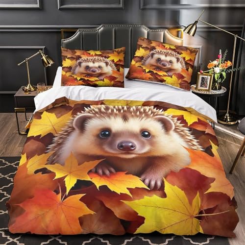 TDSNKAVHB Hedgehog3D-Druck Bett-Set Raumdekoration Mikrofaser Mit Nettes HaustierVerstecktem Reißverschluss Und Kissenhüllen Für Jungen Und MädchenKing（220x240cm） von TDSNKAVHB