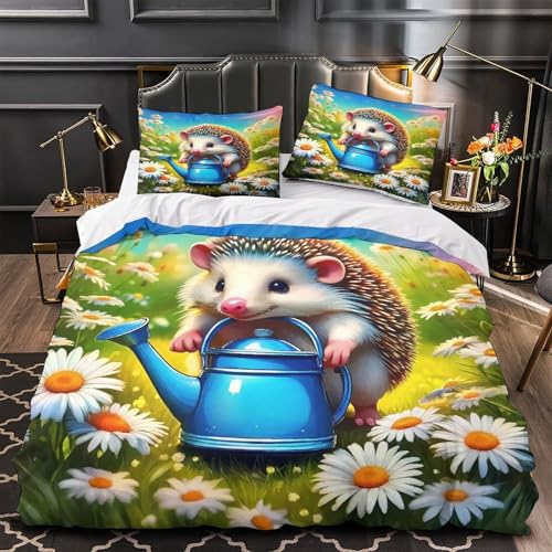 TDSNKAVHB Hedgehog3D-Druck Bettdeckenbezug Raumdekoration Weiche Mikrofaser Nettes HaustierVerstecktem Reißverschluss Und Kissenbezügen Für Kinder ErwachseneSuper King（260x220cm） von TDSNKAVHB