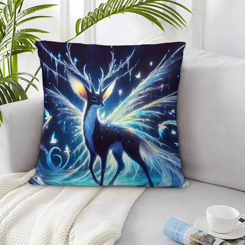 TDSNKAVHB Hirsch 3D-druckte Kissenhülle Dekoratives Quadratkissen Fantasie Standard-Kissenhüllenset Aus 2 Für Zuhause Bett Wohnzimmer Sofa 50x50cm von TDSNKAVHB