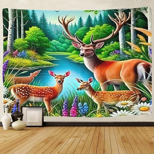 TDSNKAVHB Hirsch3D-Wandteppich Für Kinder Und Erwachsene Lakesidefür Schlafzimmer Dorm Decor Hintergrund Für Wohnzimmer180cmx230cm von TDSNKAVHB