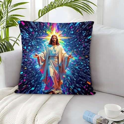 TDSNKAVHB Jesus - Religion 3D-druckte Kissenhülle Wohnaccessoire Quadratkissen heilig Festivitätsdekoration Geschenkset Aus 2 Für Zuhause Bett Wohnzimmer Sofa 45x45cm von TDSNKAVHB