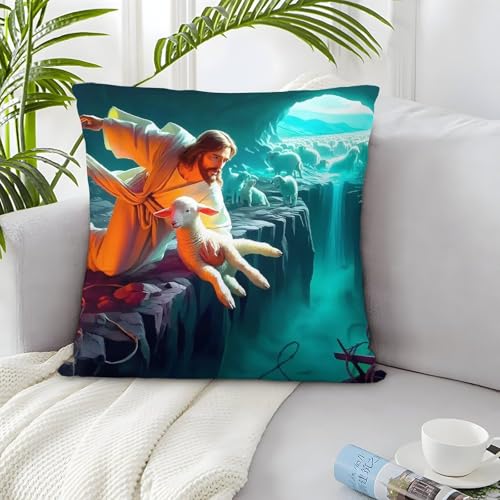 TDSNKAVHB Jesus - Religion 3D-drucktes Polsterkissen Dekoratives Quadratkissen heilig Kissenbezugsset Aus 2 Für Zuhause Bett Wohnzimmer Sofa 40x40cm von TDSNKAVHB