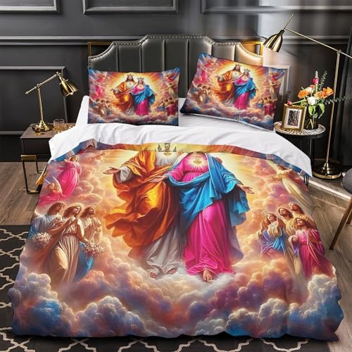 TDSNKAVHB Jesus - Religion3D-Druck Bett-Set Raumdekoration Mikrofaser Mit heiligVerstecktem Reißverschluss Und Kissenbezügen Für Teenager KinderDouble（200x200cm） von TDSNKAVHB