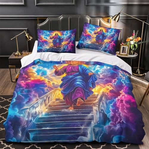TDSNKAVHB Jesus - Religion3D-Druck Bett-Set Raumdekoration Mikrofaser Mit heiligVerstecktem Reißverschluss Und Kissenbezug Für Jungen Und MädchenDouble（200x200cm） von TDSNKAVHB