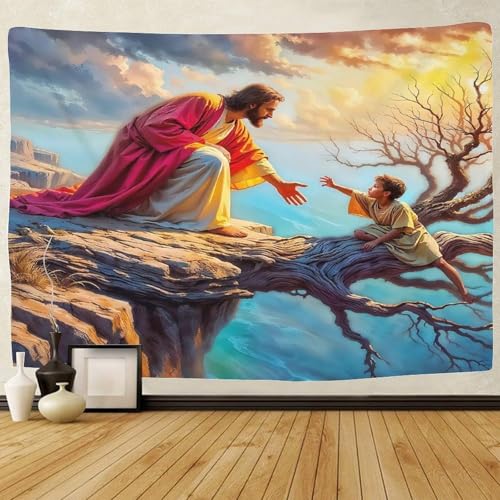 TDSNKAVHB Jesus - Religion3D-Wandteppich Für Jungen Und Jugendliche heiligWohnzimmer Decor Ästhetik Hintergrund Für Wohnzimmer100cmx150cm von TDSNKAVHB