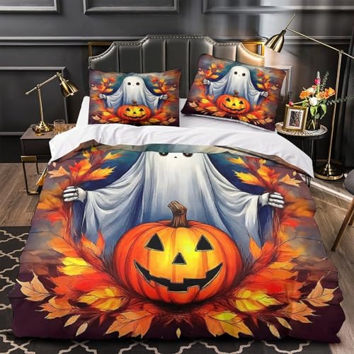 TDSNKAVHB Jumbie Kürbisse3D-Druck Bett-Set Raumdekoration Mikrofaser Mit HalloweenVerstecktem Reißverschluss Und Kissenbezügen Für Jungen Und MädchenKing（220x240cm） von TDSNKAVHB