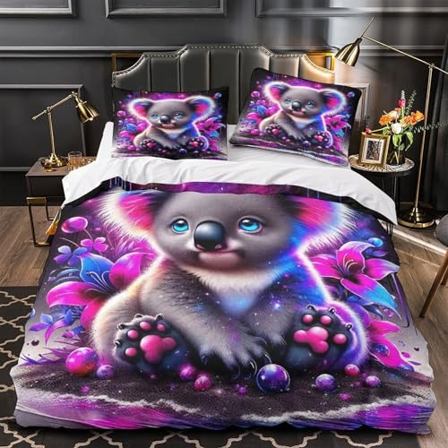 TDSNKAVHB Koala3D-Druck Bett-Set Raumdekoration Weiche Mikrofaser niedlichVerstecktem Reißverschluss Und Kissenbezügen Für Kinder ErwachseneSuper King（260x220cm） von TDSNKAVHB