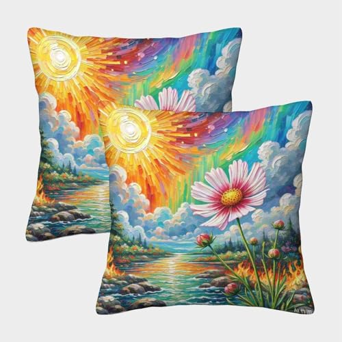 TDSNKAVHB Kosmos Bipinnatus 3D Printed Pillowcase Home Decorative Square Cushion Blumen Standard Pillowcase Set of 2 for Home Bed Living Room Sofa 40x40cm von TDSNKAVHB