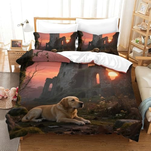 TDSNKAVHB Labrador Retriever3D Printing Bed Set Bedding Set Microfiber Soft niedlich HaustierHidden Zipper and Pillowcases for Kids AdultKing（220x240cm） von TDSNKAVHB
