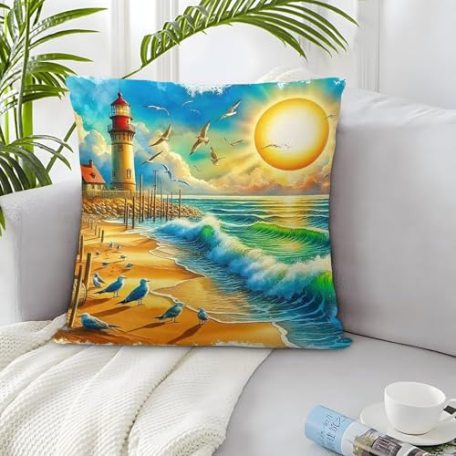 TDSNKAVHB Leuchtturm 3D-druckte Kissenhülle Wohnaccessoire Quadratkissen schön Kissenbezugsset Aus 2 Für Zuhause Bett Wohnzimmer Sofa 40x40cm von TDSNKAVHB
