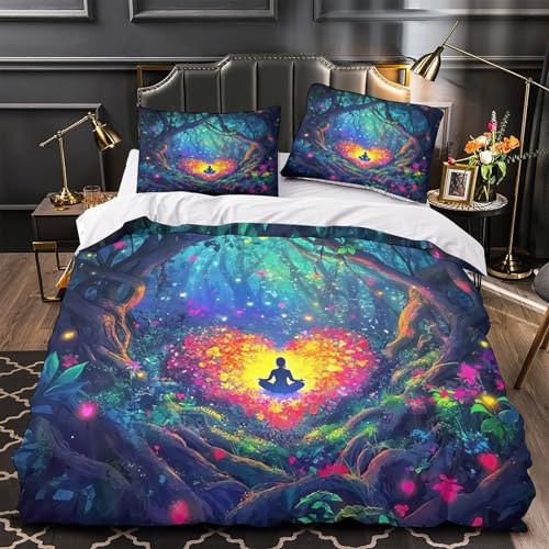 TDSNKAVHB Liebe Blumen3D-Druck Bett-Set Raumdekoration Mikrofaser Mit romantischVerstecktem Reißverschluss Und Kissenbezug Für Jungen Und MädchenKing（220x240cm） von TDSNKAVHB