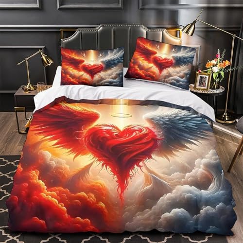 TDSNKAVHB Liebe Blumen3D-Druck Bett-Set Raumdekoration Mikrofaser Mit romantischVerstecktem Reißverschluss Und Kissenbezug Für Jungen Und MädchenSuper King（260x220cm） von TDSNKAVHB