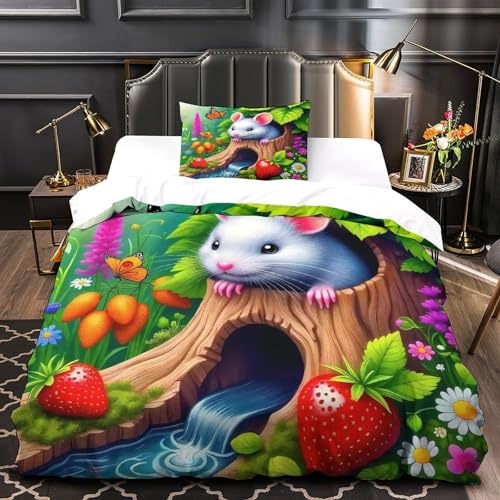 TDSNKAVHB Maus3D-Druck Bettdeckenbezug Bettwaren-Set Weiche Mikrofaser Baum HohlVerstecktem Reißverschluss Und Kissenhüllen Für Jungen Und MädchenSingle（135x200cm） von TDSNKAVHB