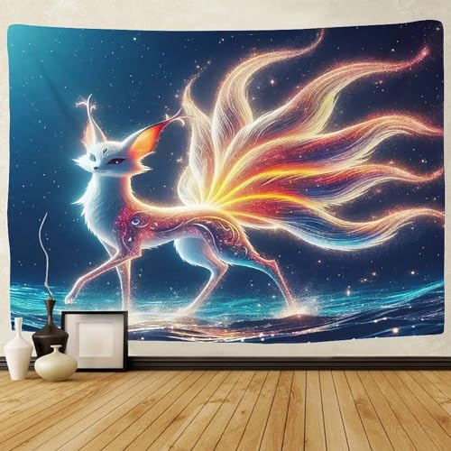 TDSNKAVHB Neun-Schwanz-Fuchs3D-Wandteppich Für Kinder Und Erwachsene FantasieWohnzimmer Decor Ästhetik Hintergrund Für Wohnzimmer70cmx100cm von TDSNKAVHB