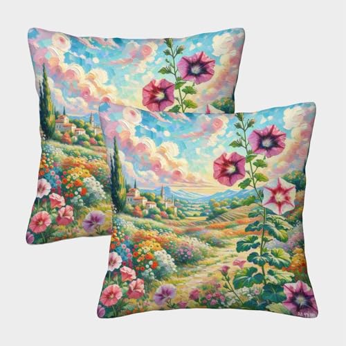 TDSNKAVHB Petunia 3D Printed Pillowcase Home Decorative Square Cushion Blumen Cushion Cover Set of 2 for Home Bed Living Room Sofa 45x45cm von TDSNKAVHB