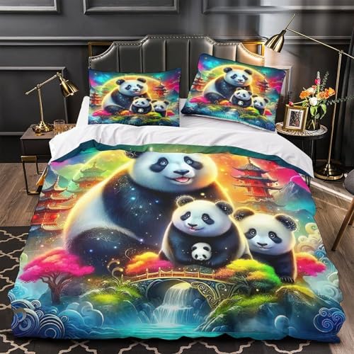 TDSNKAVHB Riesenpanda3D-Druck Bett-Set Raumdekoration Mikrofaser Mit Nettes HaustierVerstecktem Reißverschluss Und Kissenhüllen Für Kinder ErwachseneSuper King（260x220cm） von TDSNKAVHB