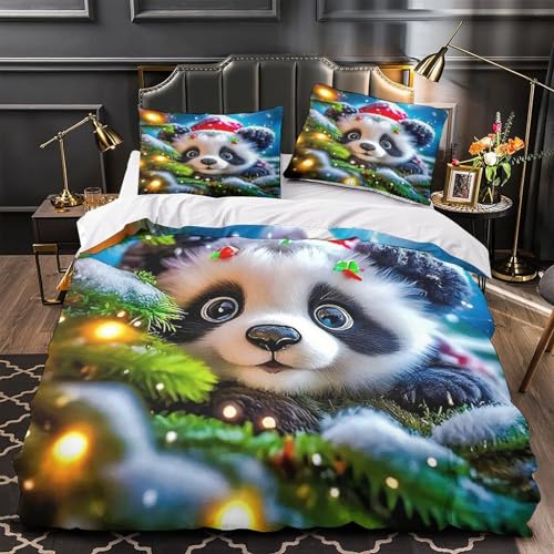 TDSNKAVHB Riesenpanda3D-Druck Bettdeckenbezug Bettwaren-Set Weiche Mikrofaser Nettes HaustierVerstecktem Reißverschluss Und Kissenbezügen Für Kinder ErwachseneDouble（200x200cm） von TDSNKAVHB